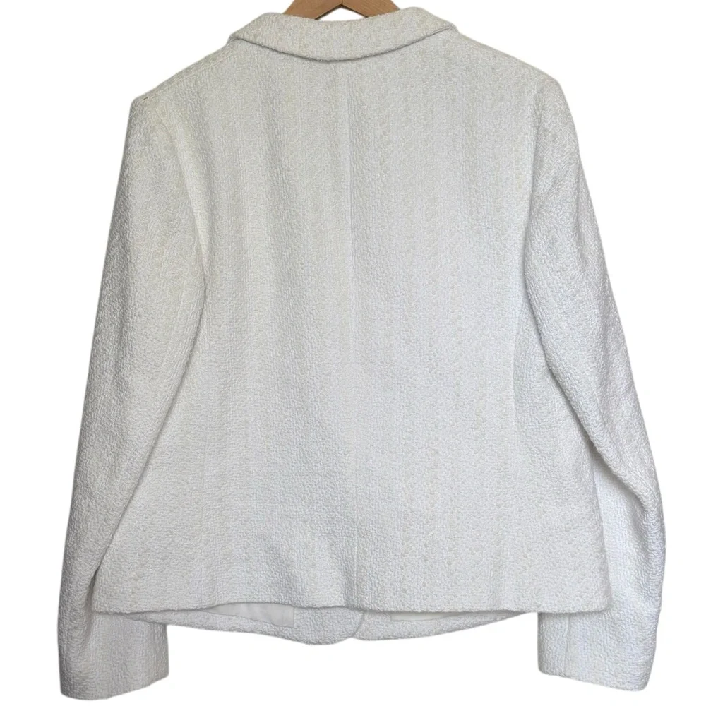Hugo Boss BOSS White Cream Striped Tweed Blazer Womens Office Wear Womens Sz 14 - Picture 2 of 10